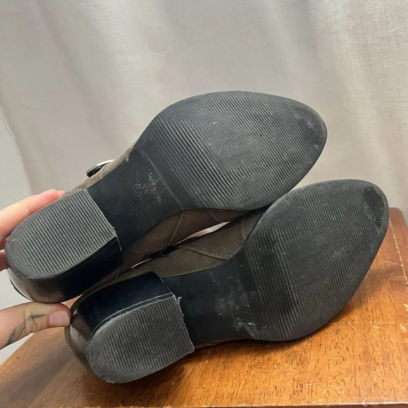 Truffle‎ Ankle Boots Womens 5.5 Green Suede Leather Buckle Strap Booties Western - Picture 3 of 12